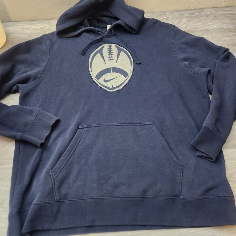 Nike  Blue Hoodie Size XL Football‎ Graphic Sweatshirt Pullover Kangaroo Pocket